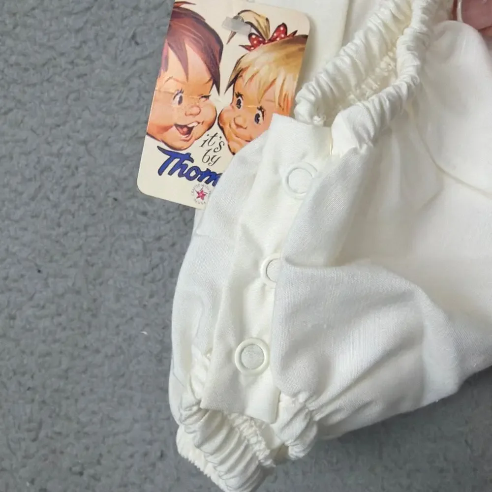 1980s Baby Romper Deadstock Embroidered One Piece NWT Heirloom 6-9 M Vintage